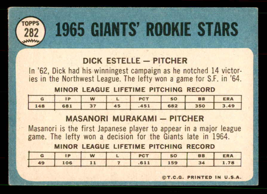 1965 Topps Baseball #282 Masanori Murakami Giants EX+/EX-MT 551577