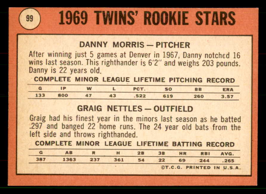 1969 Topps Baseball #099 Graig Nettles Twins EX-MT 551607