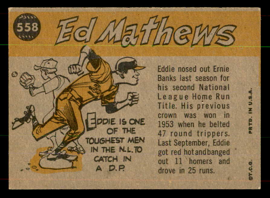 1960 Topps Baseball #558 Eddie Mathews A.S. Braves EX-MT 551894