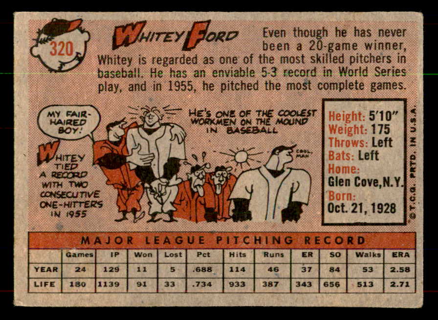 1958 Topps Baseball #320 Whitey Ford Yankees VG-EX 552012