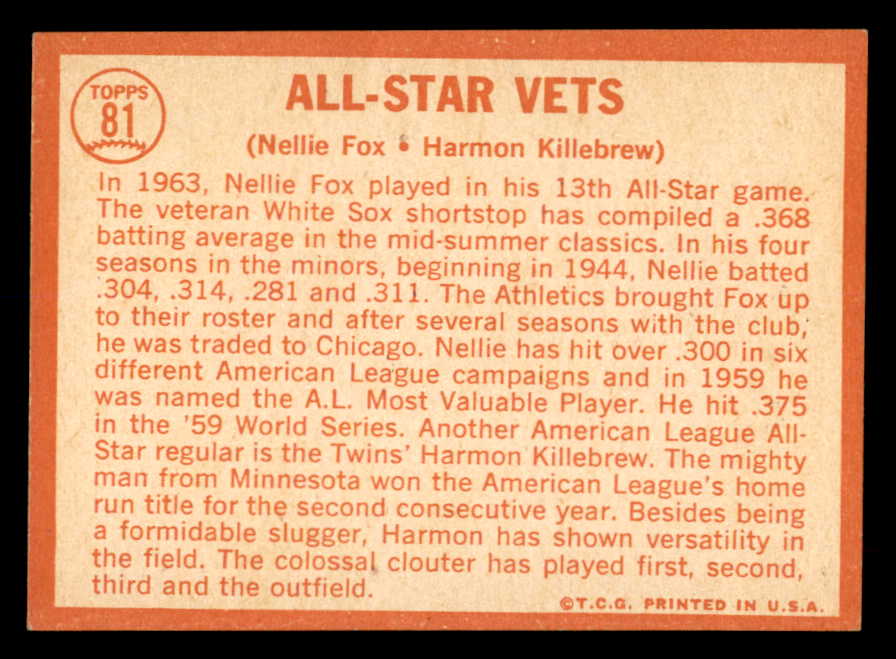 1964 Topps Baseball #081 Harmon Killebrew Nellie Fox EX-MT 552186