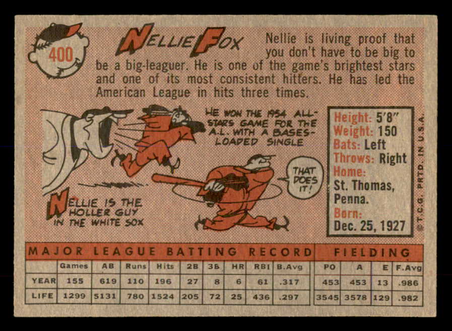 1958 Topps Baseball #400 Nellie Fox White Sox VG-EX 552208