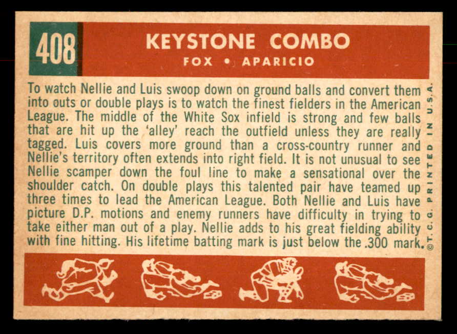 1959 Topps Baseball #408 Luis Aparicio Nellie Fox EX-MT 552638