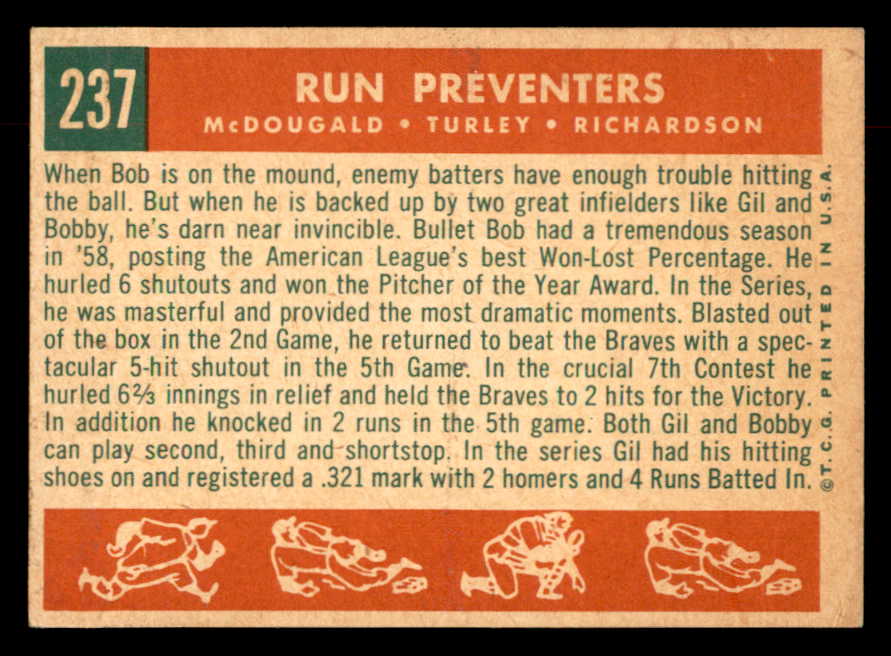 1959 Topps Baseball #237 Bobby Richardson Gil McDougald VG-EX 552657