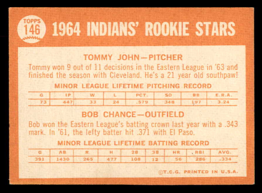 1964 Topps Baseball #146 Tommy John Indians EX+/EX-MT 552700