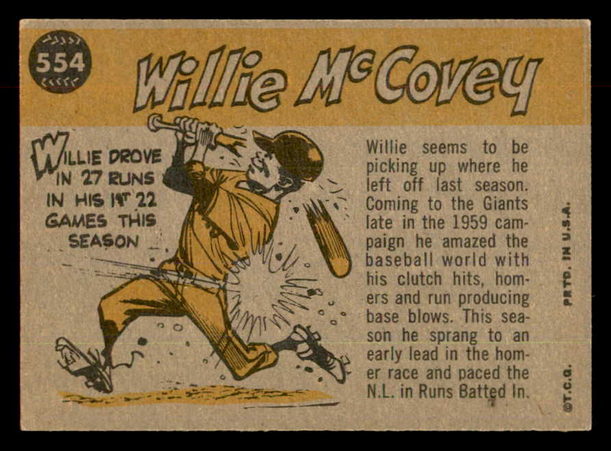 1960 Topps Baseball #554 Willie McCovey A.S. Giants NR-MT 552814
