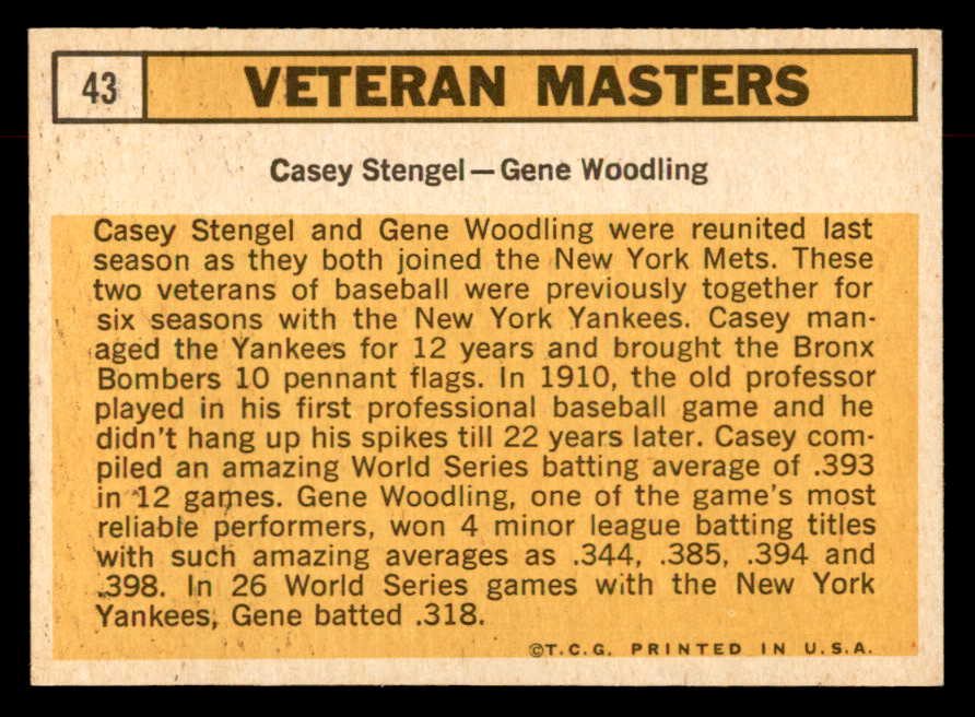 1963 Topps Baseball #043 Casey Stengel Gene Woodling EX-MT 552940