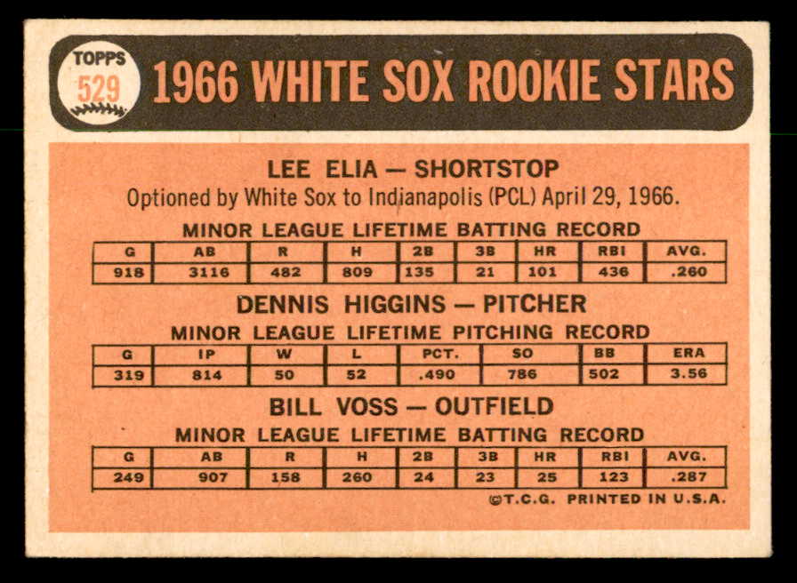 1966 Topps Baseball #529 Lee Elia White Sox EX+/EX-MT 553086