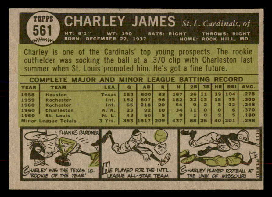 1961 Topps Baseball #561 Charley James Cardinals EX-MT 553323