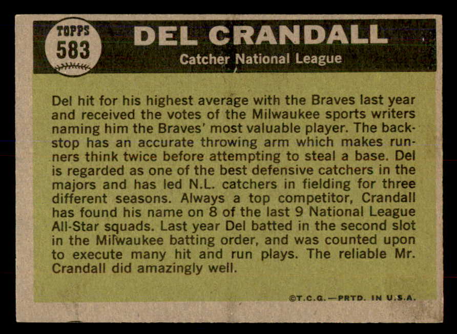 1961 Topps Baseball #583 Del Crandall A.S. Braves EX-MT 553347