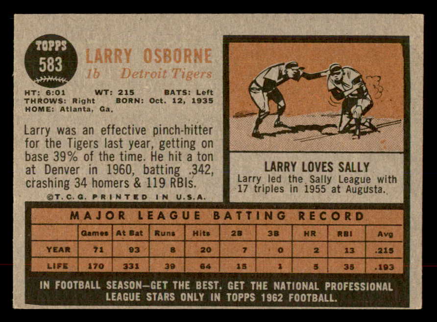 1962 Topps Baseball #583 Larry Osborne Tigers VG-EX 553513