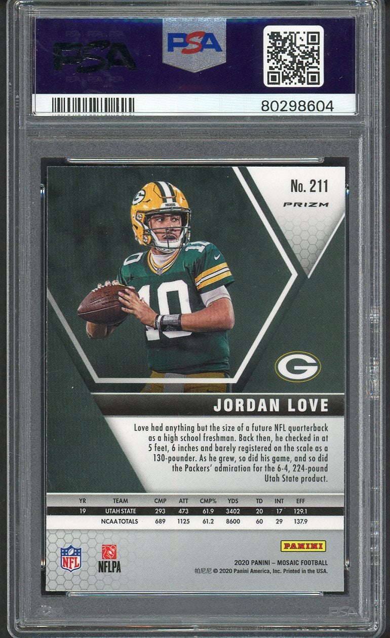 2020 Panini Mosaic Prizm #211 Jordan Love Packers PSA 10 GEM MINT Silver 554402
