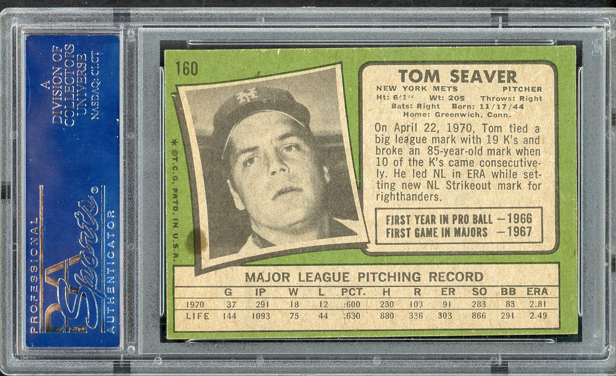 1971 Topps Baseball #160 Tom Seaver Mets PSA 6.5 EX-MT+ 554505