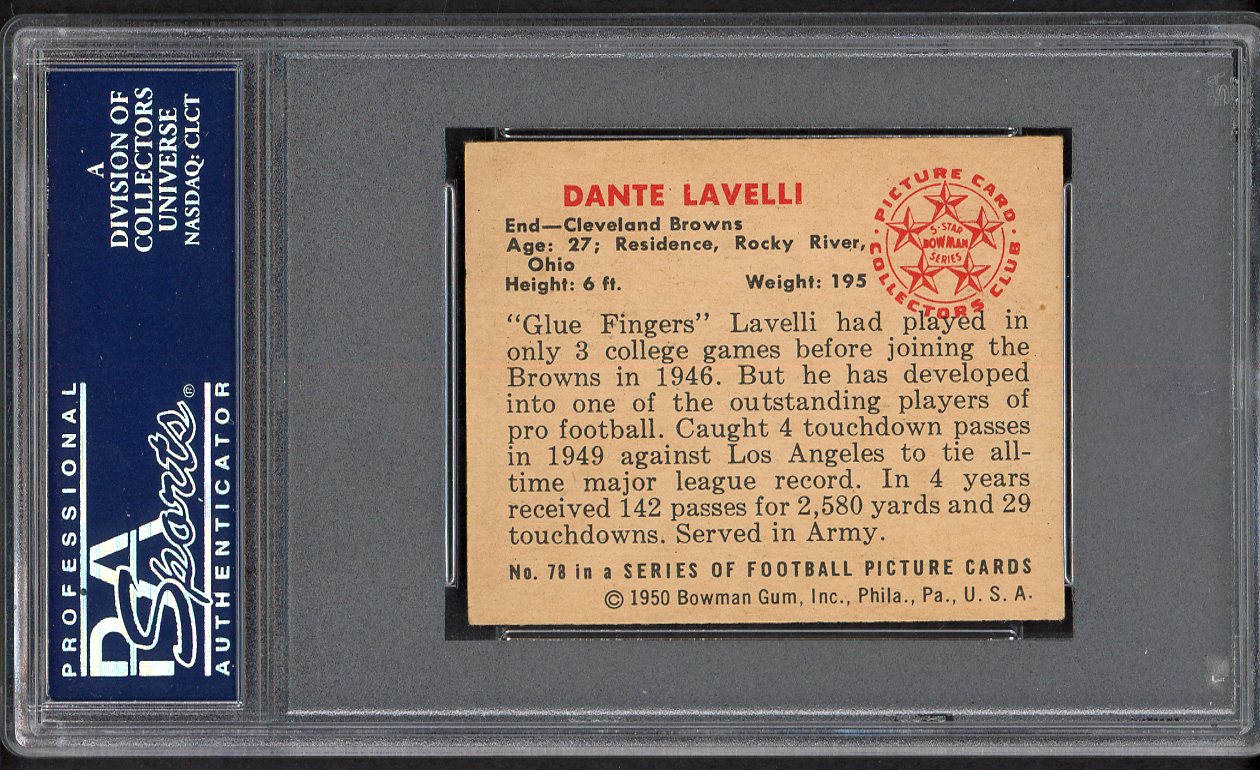 1950 Bowman Football #078 Dante Lavelli Browns PSA 5.5 EX+ 554506