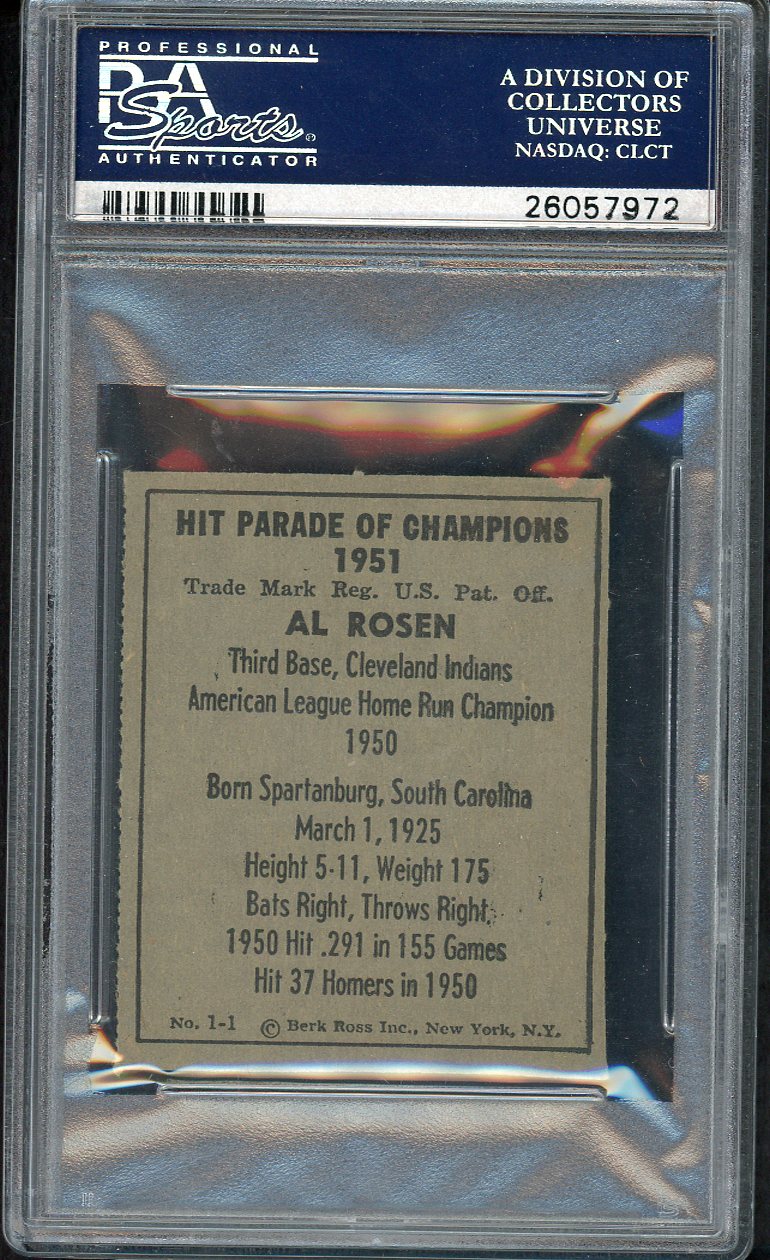1951 Berk Ross #001-1 Al Rosen Indians PSA 6 EX-MT 554565