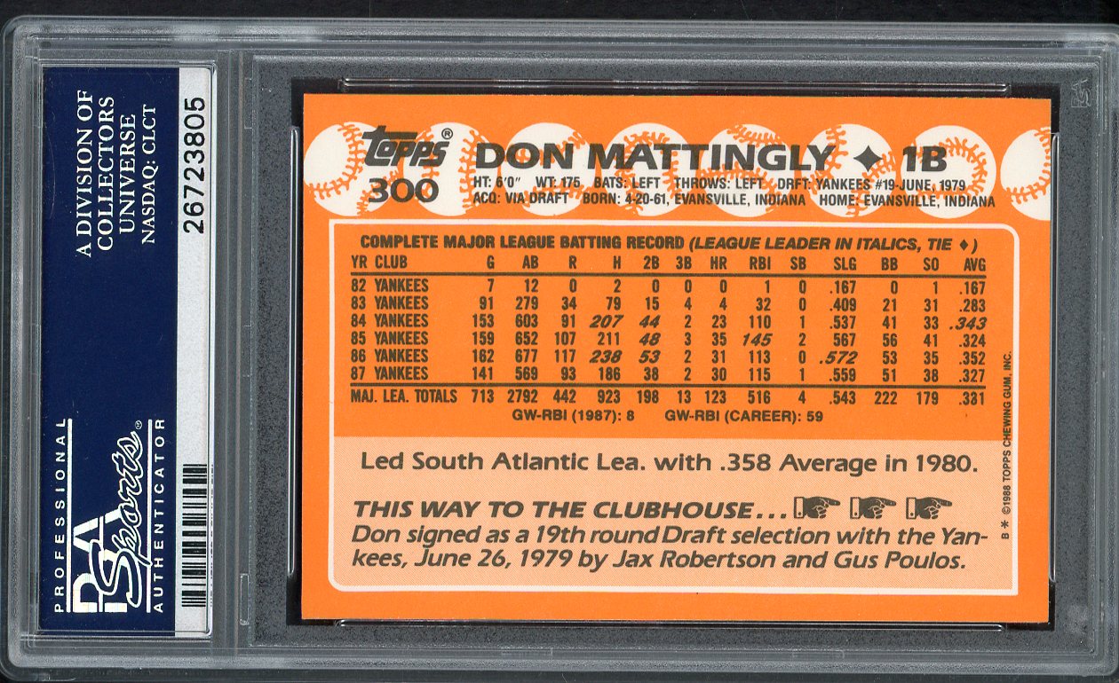 1988 Topps Tiffany #300 Don Mattingly Yankees PSA 9 MINT 554705