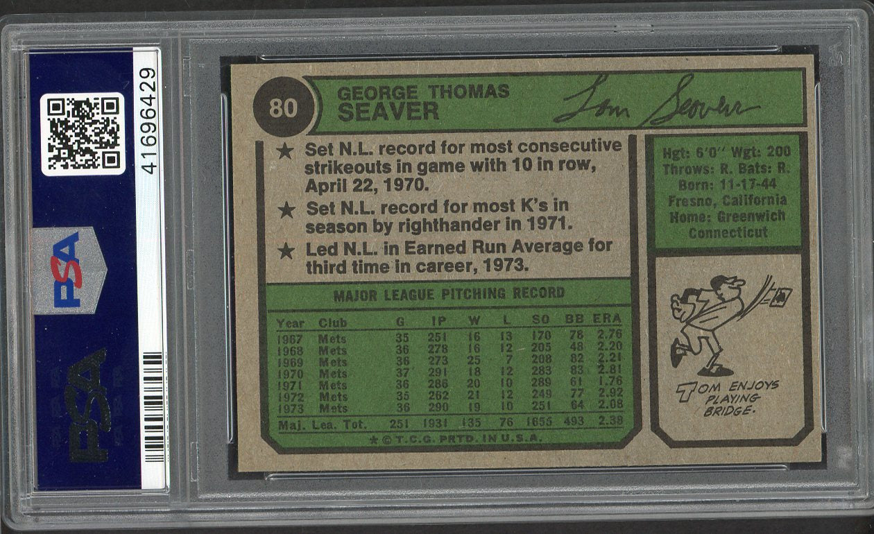 1974 Topps Baseball #080 Tom Seaver Mets PSA 8 NM/MT 554734