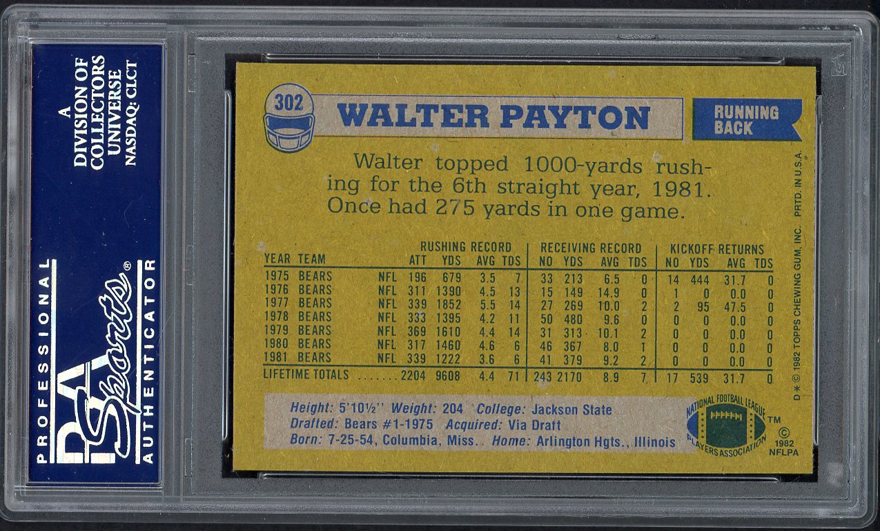1982 Topps #302 Walter Payton Bears PSA 9 MINT 554799