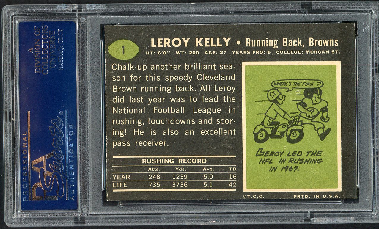 1969 Topps Football #001 Leroy Kelly Browns PSA 6 EX-MT 554824