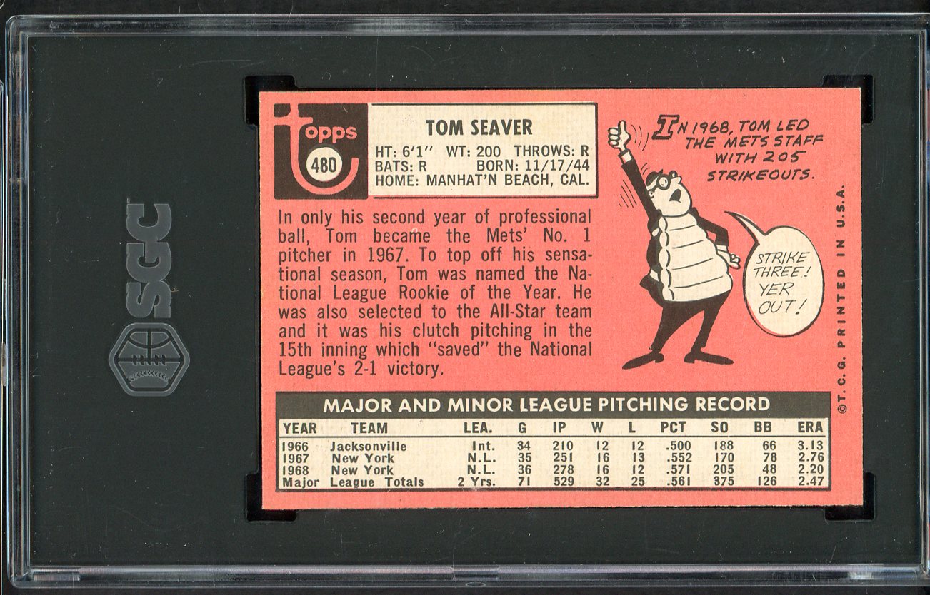 1969 Topps Baseball #480 Tom Seaver Mets SGC 6 EX-MT 554854