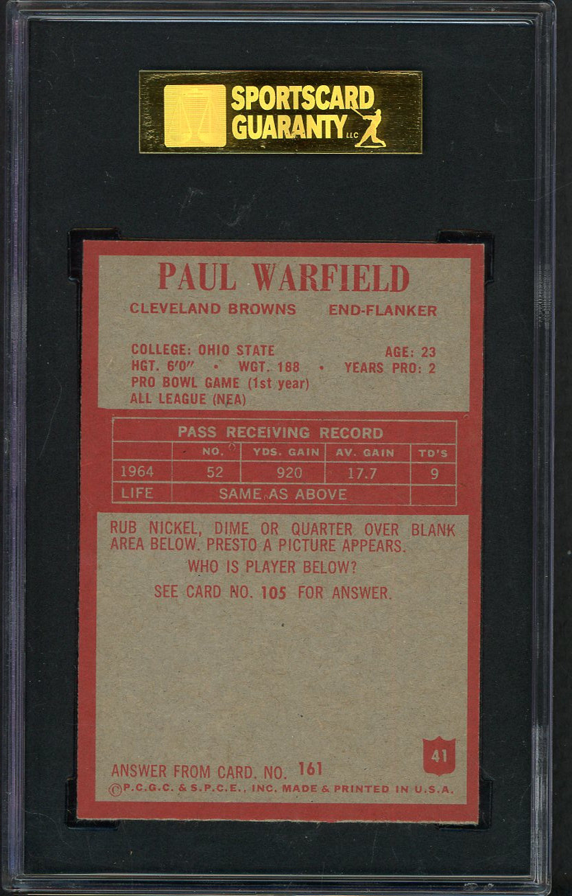1965 Philadelphia Football #041 Paul Warfield Browns SGC 7.5 NM+ 554856