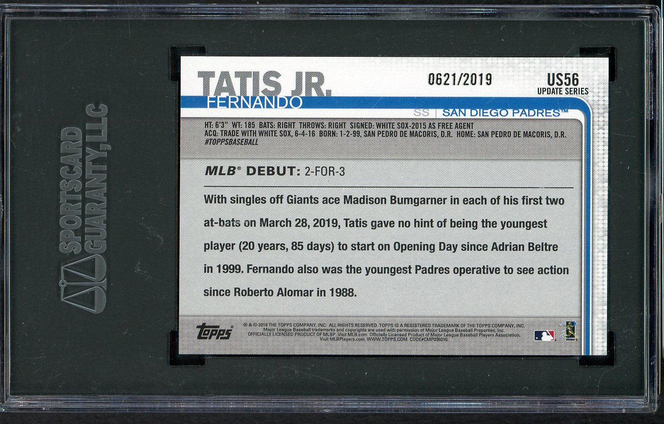 2019 Topps Update Debut #US56 Fernando Tatis Jr Padres SGC 10 GEM MINT Gold 554876