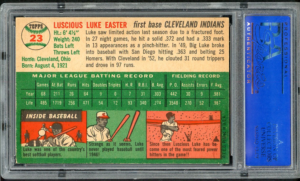 1954 Topps Baseball #023 Luke Easter Indians PSA 6 EX-MT 554977