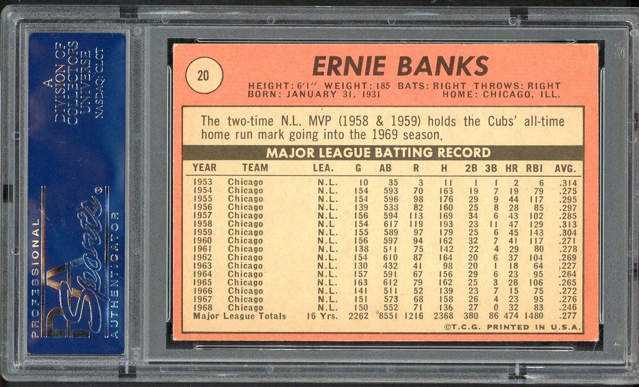 1969 Topps Baseball #020 Ernie Banks Cubs PSA 5 EX 555081