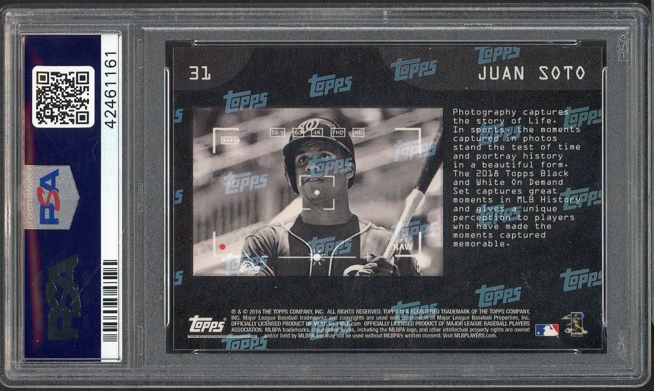 2018 Topps On Demand #031 Juan Soto Nationals PSA 10 GEM MINT Black & White 555170