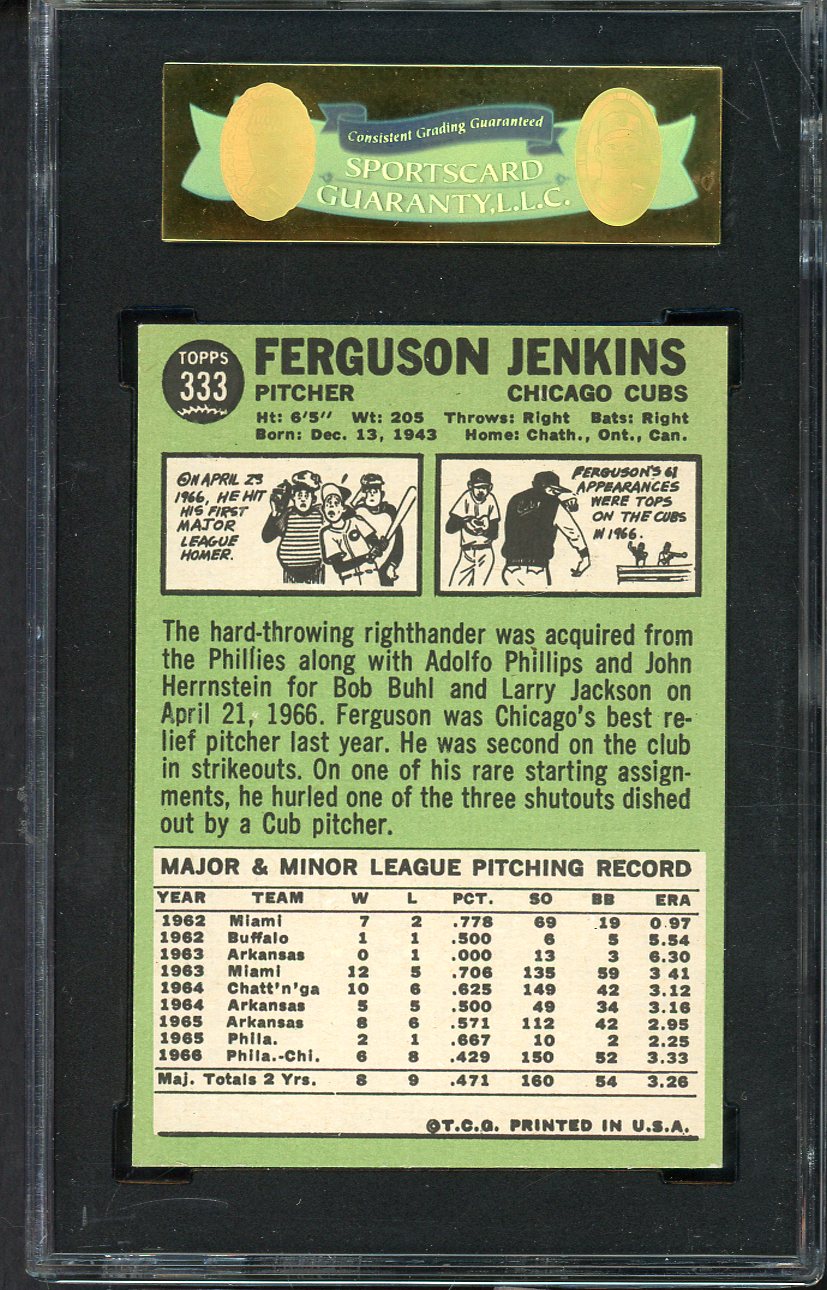 1967 Topps Baseball #333 Fergie Jenkins Cubs SGC 7 NM 555196