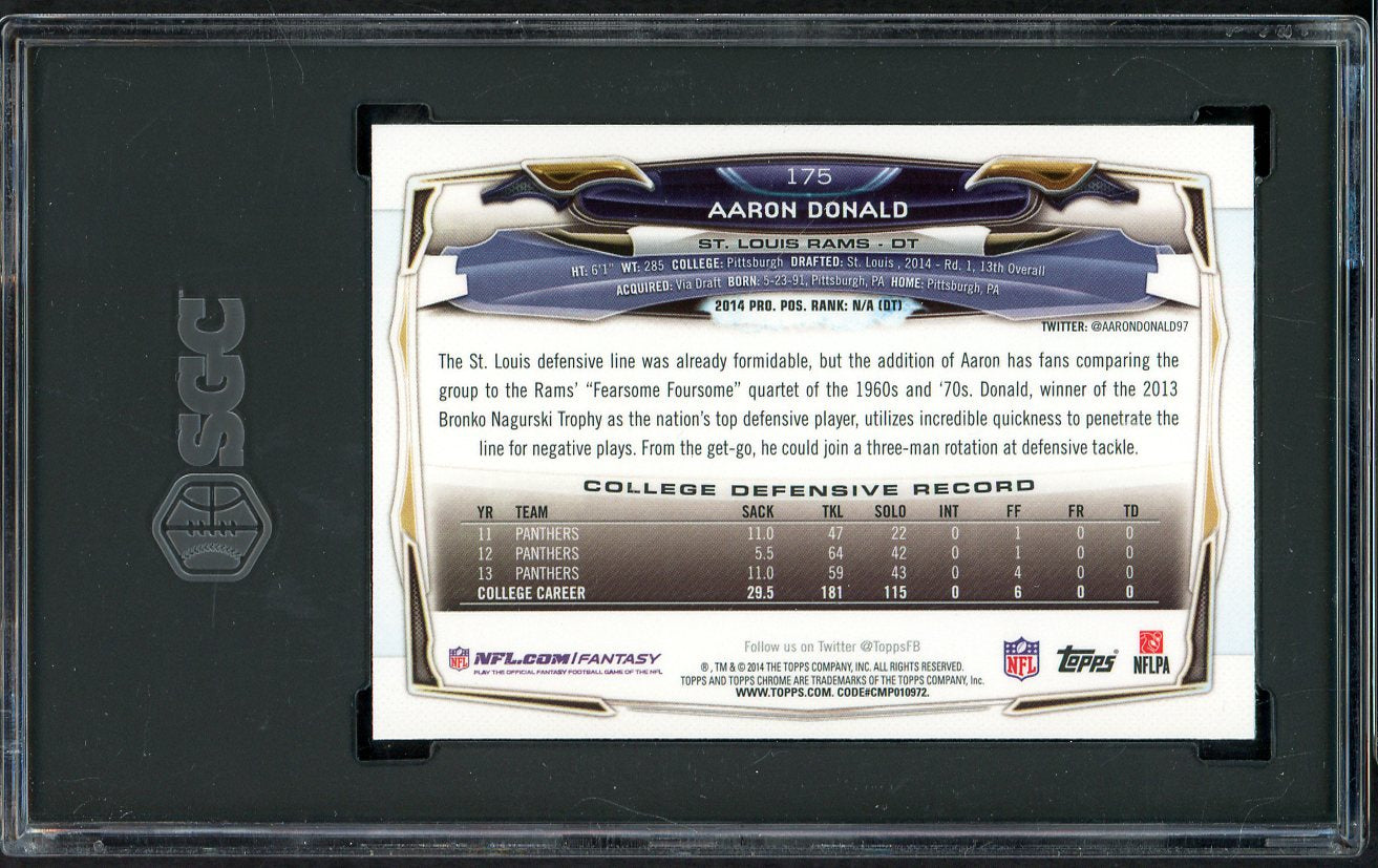2014 Topps Chrome #175 Aaron Donald Rams SGC 10 GEM MINT Refractor 555231