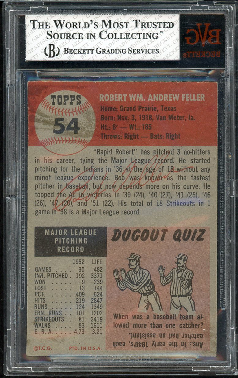 1953 Topps Baseball #054 Bob Feller Indians BVG 6 EX-MT 555254