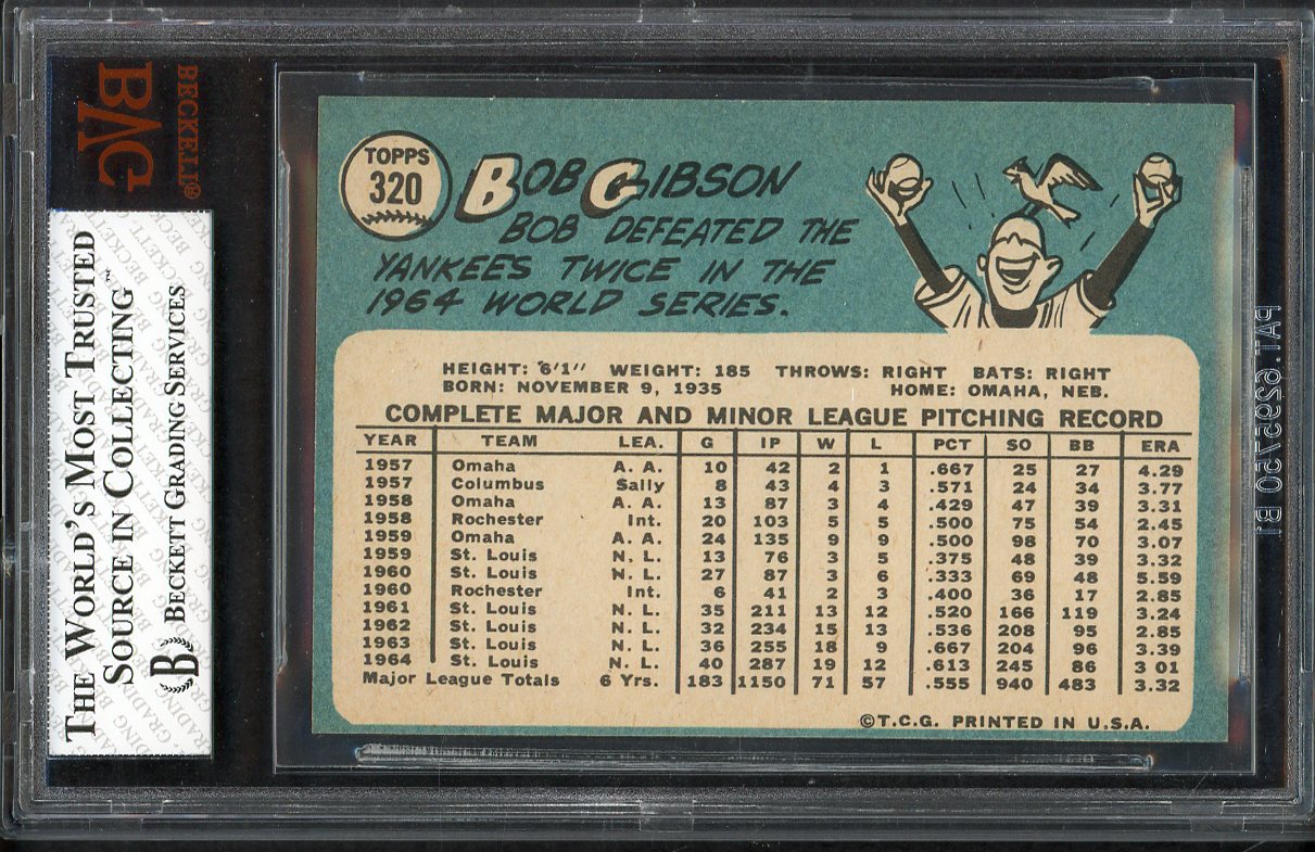 1965 Topps Baseball #320 Bob Gibson Cardinals BVG 5.5 EX+ 555268