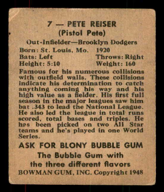 1948 Bowman Baseball #007 Pete Reiser Dodgers GD-VG 556104