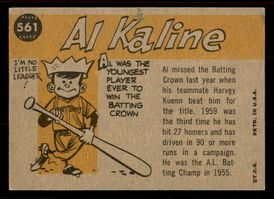 1960 Topps Baseball #561 Al Kaline A.S. Tigers VG-EX 556481