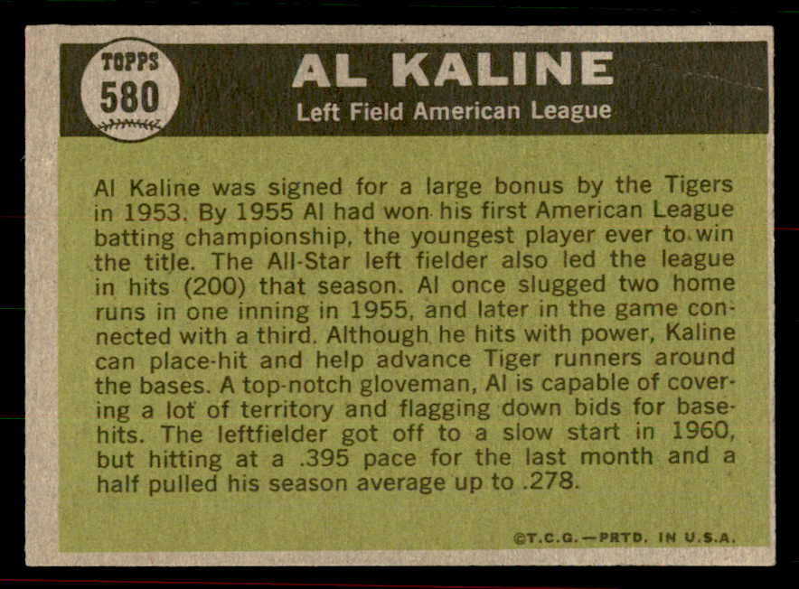 1961 Topps Baseball #580 Al Kaline A.S. Tigers EX-MT 556497