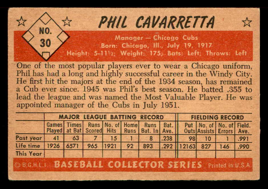 1953 Bowman Color Baseball #030 Phil Cavarretta Cubs VG-EX 557548