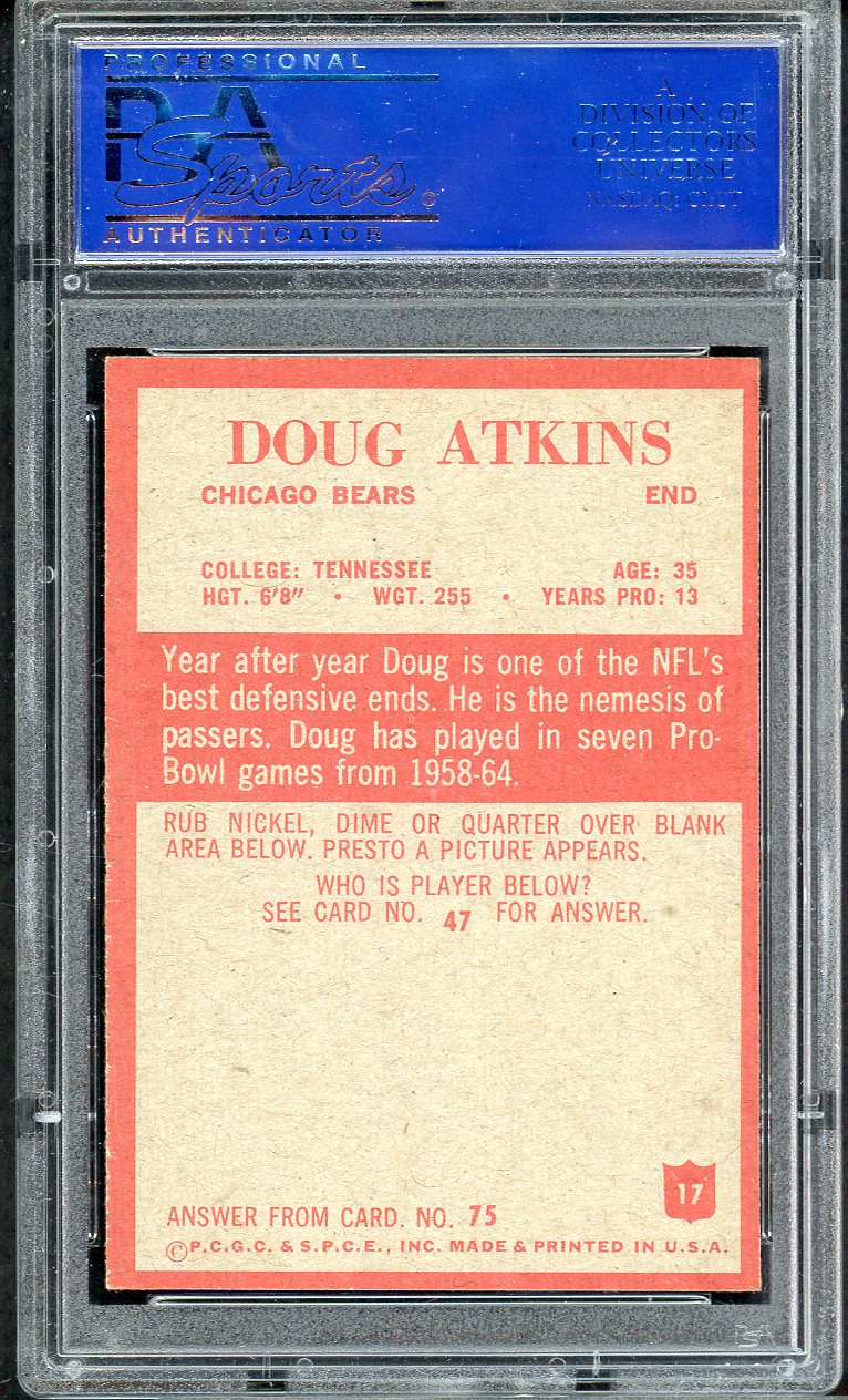1965 Philadelphia # 17 Doug Atkins Bears PSA 8 NM/MT 557776