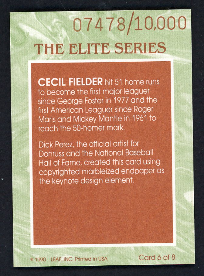 1991 Donruss Elite #006 Cecil Fielder Tigers 557901