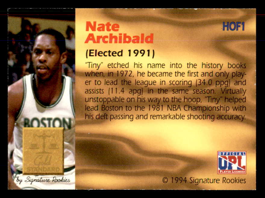 1994 Signature Rookies #001 Nate Archibald Autograph 558003