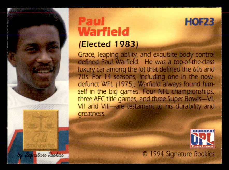 1994 Signature Rookies #023 Paul Warfield Autograph 558026