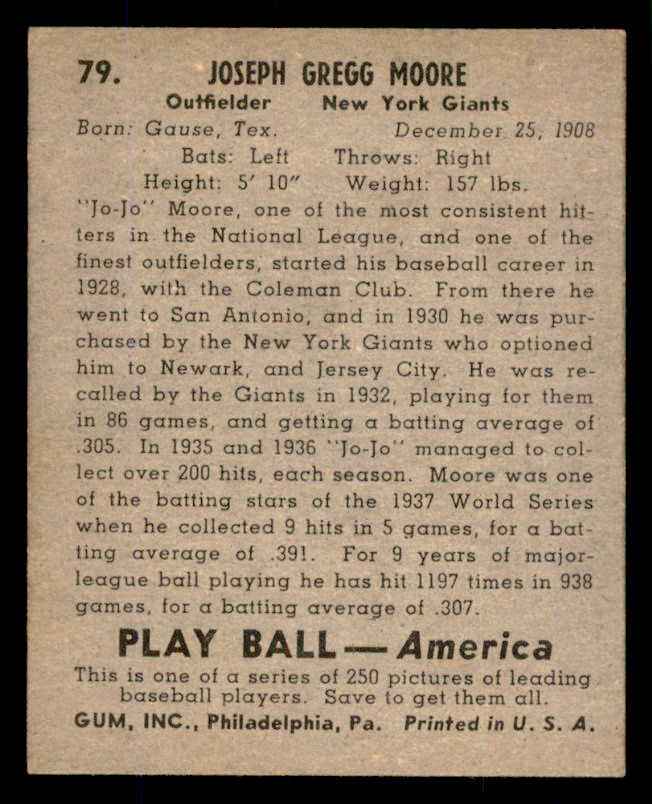 1939 Play Ball #079 Joe Moore Giants EX-MT 558275