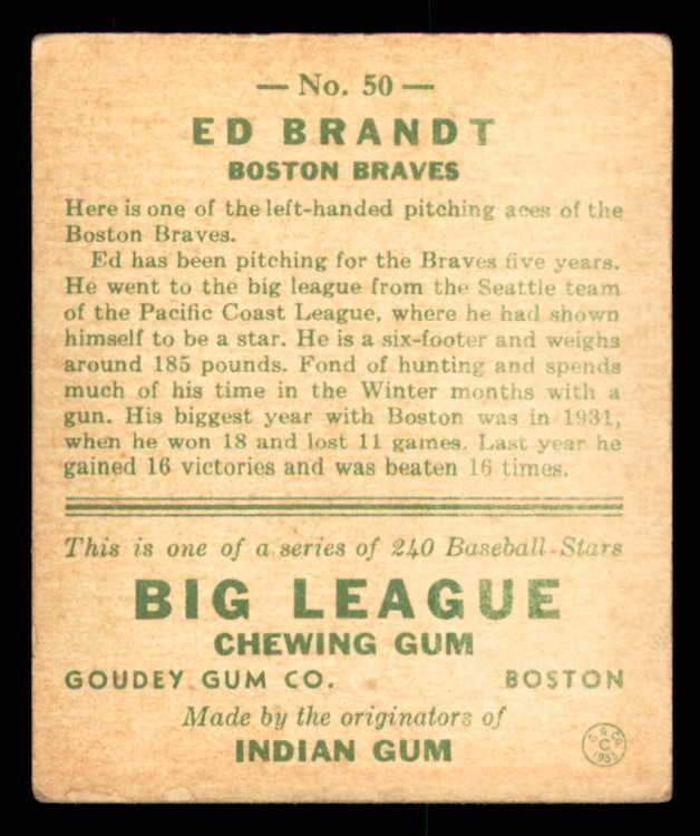 1933 Goudey #050 Ed Brandt Braves VG-EX 558416