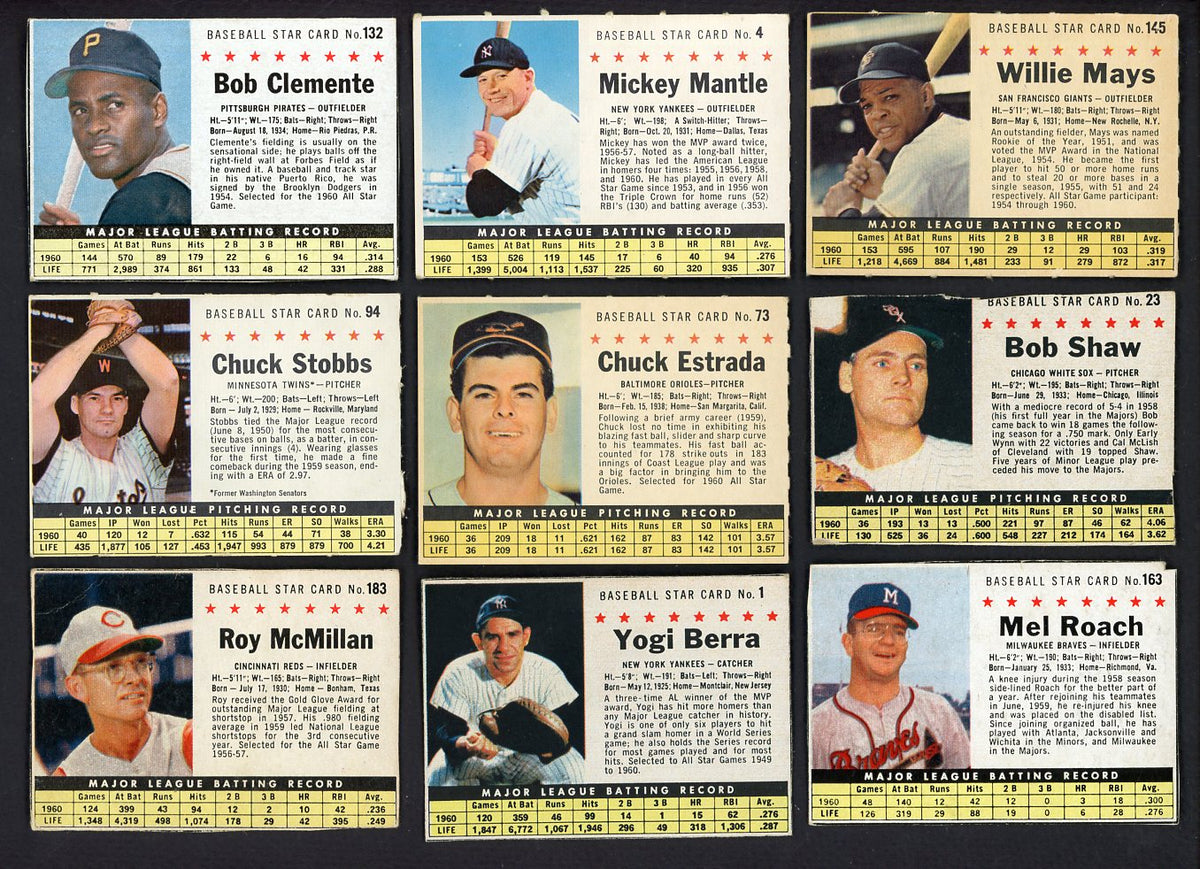 1961 Post Baseball Near Set (-5) Mantle Clemente Aaron Mays 558561