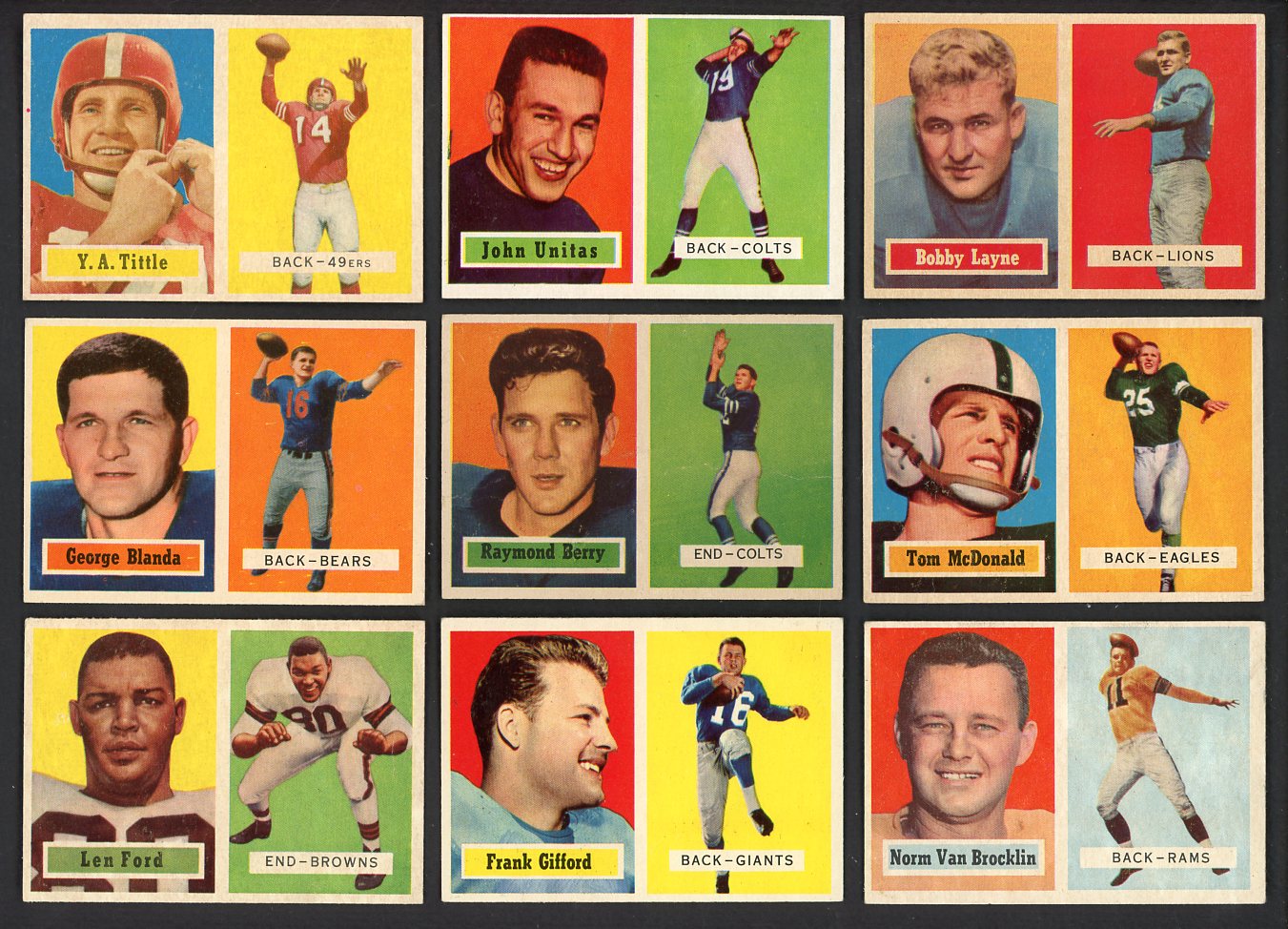 1957 Topps Football Near Set (No Starr Hornung) EX-MT Unitas 558584