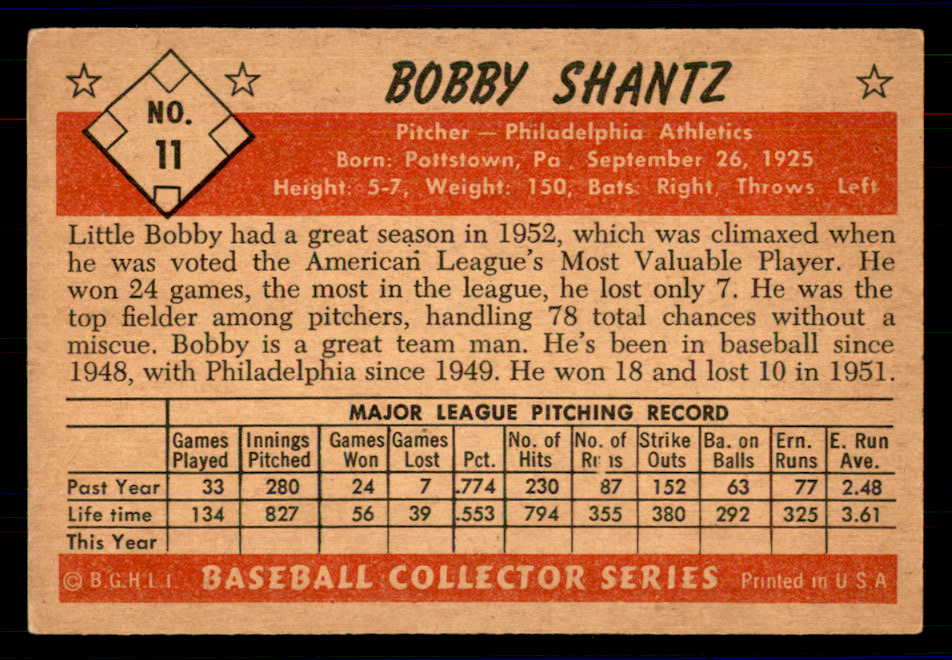 1953 Bowman Color Baseball #011 Bobby Shantz A's EX-MT 558883