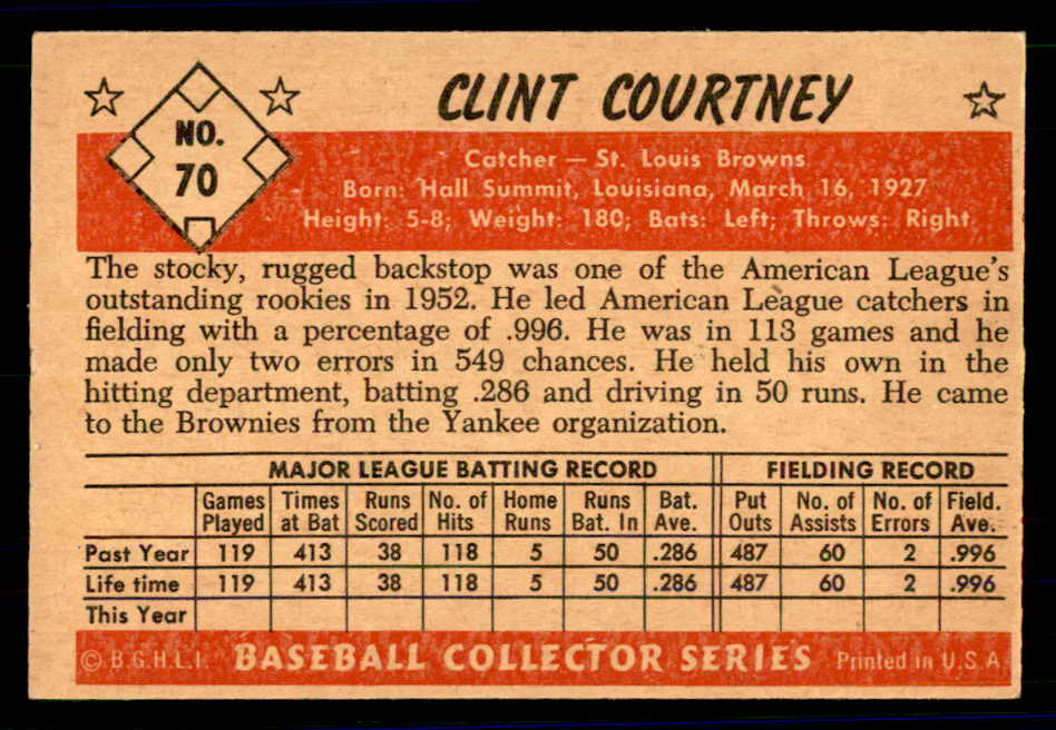 1953 Bowman Color Baseball #070 Clint Courtney Browns EX 558928
