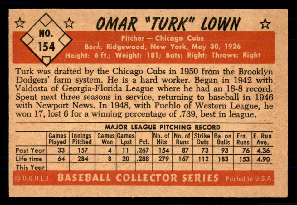 1953 Bowman Color Baseball #154 Turk Lown Cubs EX-MT 559015