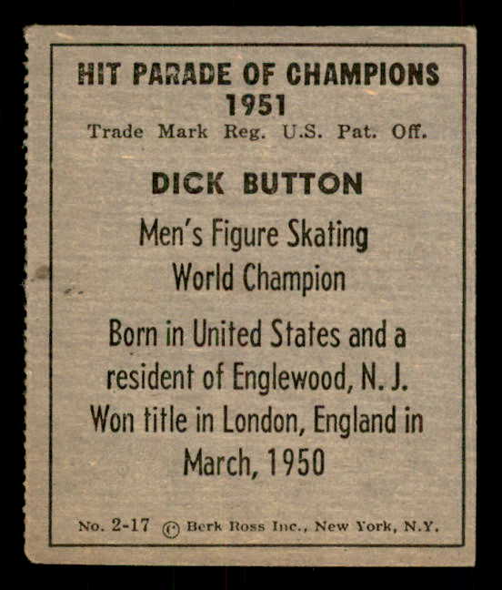 1951 Berk Ross #002-17 Dick Button Skating EX 559648
