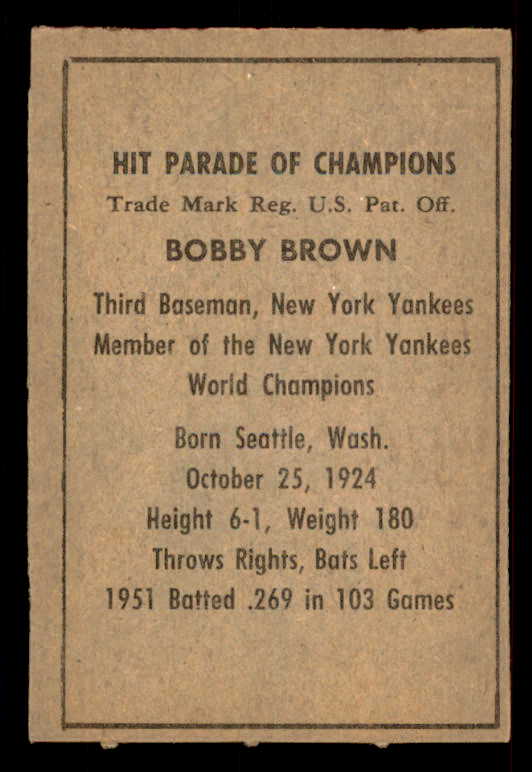 1952 Berk Ross Bobby Brown Yankees EX-MT 559674